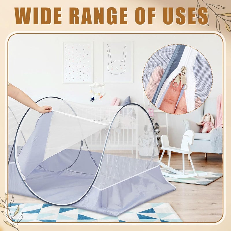 Vincreem 2 Pcs Large Pop up Mosquito Tent Nets Portable Foldable Mosquito Nets for Bed Camping Travel Patio Outdoor Crib Bug Netting Mesh Tent Canopy for Adults Bedroom (78 * 39 * 28 Inch) - Image 4